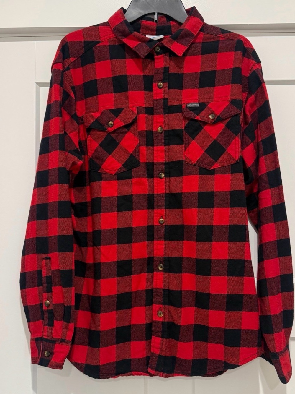 Columbia Buffalo Plaid Flannel Shirt Red Black Cotton Men’s Large